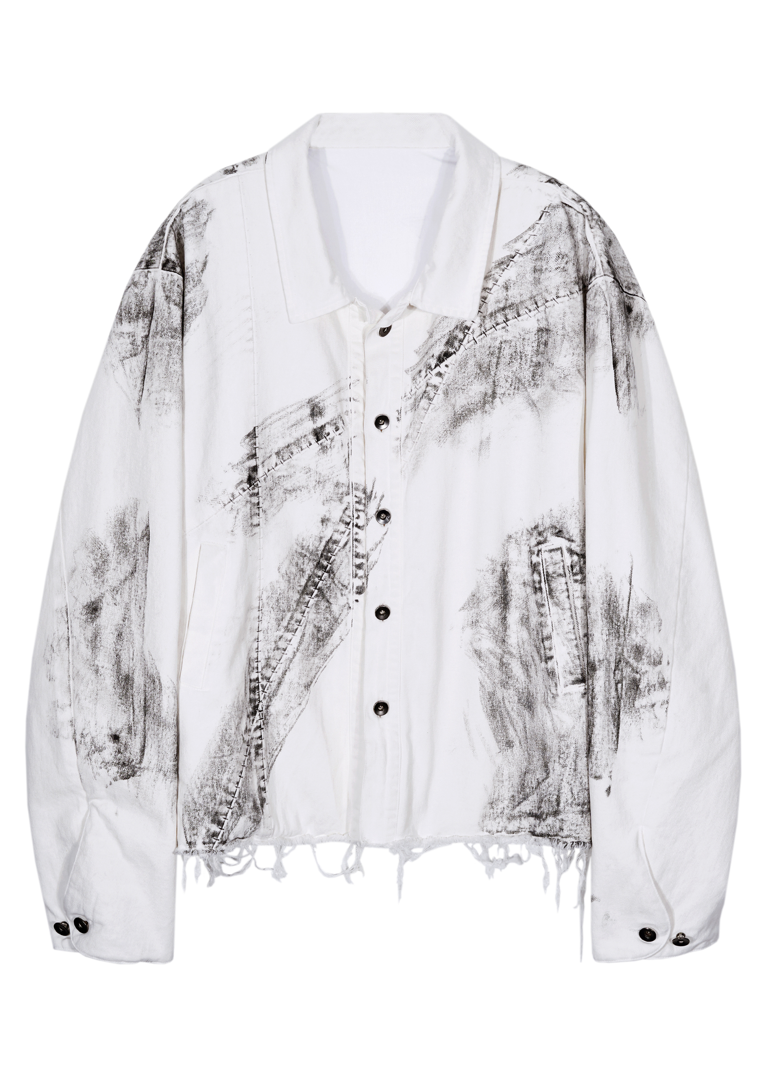 EMBROIDERY PANEL JACKET DIRTY WHITE